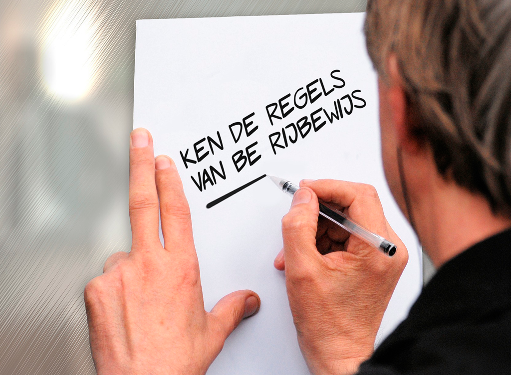 Afbeelding met de regels van BE rijbewijs